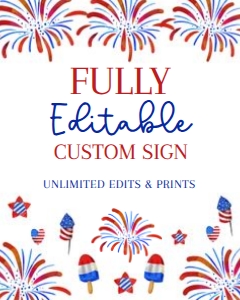 4th of July Food Sign 8x10: 4th of July Welcome Sign