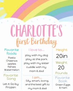 Pastel Rainbow Milestone Sign 16x20 design preview