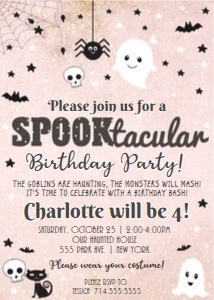 Halloween Birthday Pink Glitter: Halloween Birthday Invite Pink Glitter