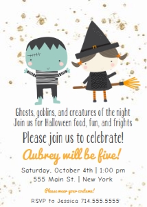 Halloween Birthday Simple invite: Halloween Glitter Simple Invite