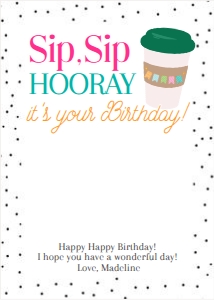 Sip Sip Hooray Birthday GC Holder design preview