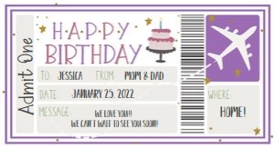 Birthday Boarding Pass Purple: Birthday Boarding Pass Purple