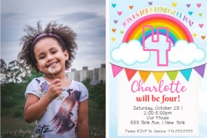 Rainbow Invite w Pic 4x6: Rainbow Invite w Picture