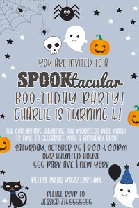 Halloween Birthday Party Blue Invite 4x6: Halloween BooThday Blue
