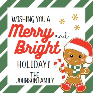 Gingerbread Girl Square Tag: GingerBread Man Tag Turquoise