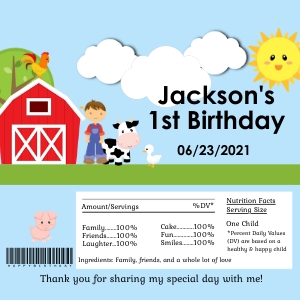 Farm animals candy bar wrapper design preview