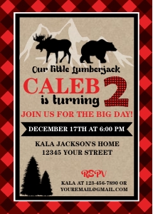 Lumberjack Birthday Invitation design preview