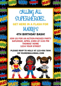 Superhero Girls Invitation: Superhero Girls Invitation