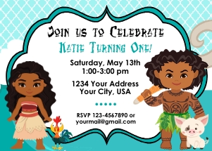 Moana Birthday Invitation design preview
