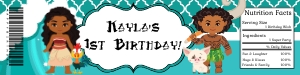 Moana Birthday Water Wrapper design preview