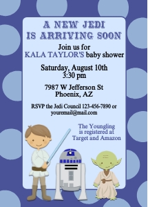 Baby Shower Jedi Polka Dot Invitation: Jedi Polka Dot Invitation