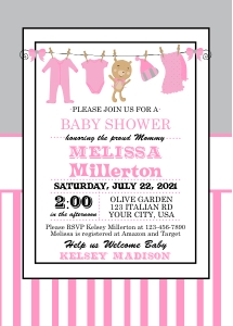 Clothesline Invitation Girls design preview