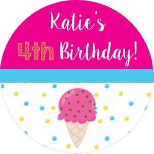 Ice Cream Party Stickers 2" Round: Ice Cream Stickers and Tags