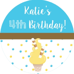 Ice Cream Party Stickers 2.5" Round: Ice Cream Stickers and Tags