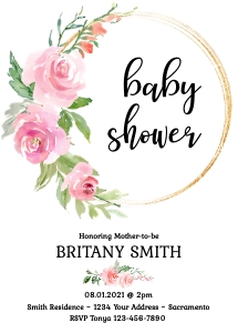 Baby Shower Roses Water Color Invitation: Roses Shower Invitation