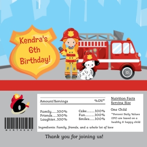 Fireman Girl Candy Bar Wrapper design preview