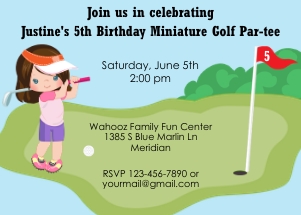 Miniature Golf Invitation Girl design preview