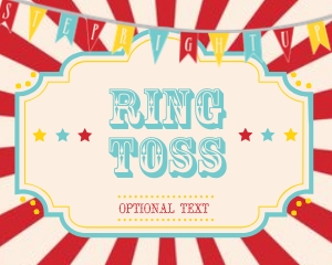 Circus Game Sign- Dark Red- 8 x 10: Dark Red Circus Game Sign- Red Sunburst