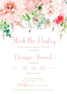 Pink Floral Invitation- Stock the Pantry design preview