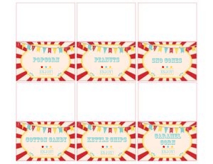 Dark Red Circus Food Cards: Dark Red Circus Food Cards