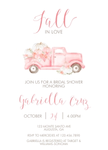 Pink Pumpkin Truck Invitation- Bridal Shower: Pink Pumpkin Truck Invitation- Bridal Shower