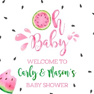 Oh Baby Watermelon Backdrop- 4' x 4'- Digital: Oh Baby Watermelon Backdrop