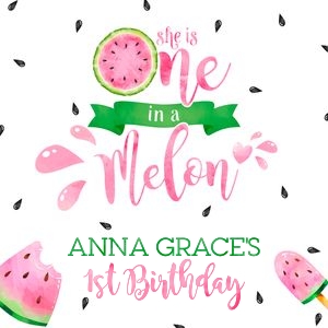 One in a Melon Watermelon Backdrop- 4' x 4'- Digital: One in a Melon Backdrop