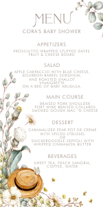 Vintage Baby Shower Menu Card: Storybook Baby Shower Menu Card