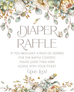 Vintage Baby Shower Diaper Raffle Sign- 8 x 10: Storybook Diaper Raffle Sign