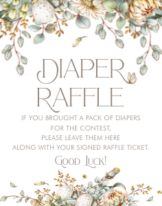 Vintage Baby SHower Diaper Raffle Sign- 11 x 14: Storybook Diaper Raffle Sign