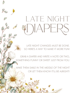 Vintage Late Night Diapers Late Night Diapers Sign- 8 x 10: Storybook Late Night Diapers Sign