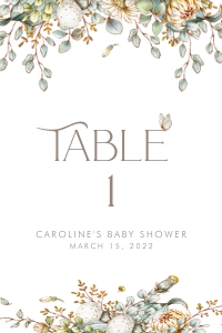 Vintage Baby Shower Table Number Card: Storybook Table Number Card