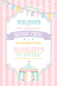 Pastel Circus Welcome Sign- Pink Stripes- 24 x 36: Pastel Circus Welcome Sign- Pink Stripes