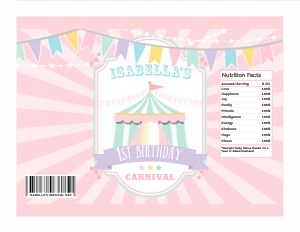Pastel Circus Chip Bag- Pink Burst: Pastel Circus Party Kit- Pink Burst