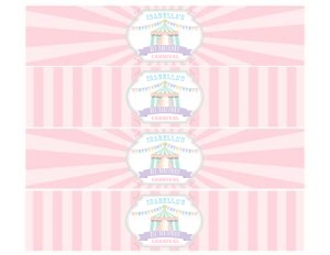 Pastel Circus Drink Labels- Pink: Pastel Circus Party Kit- Pink Stripes