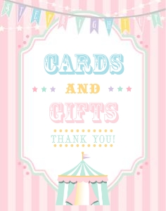 Pastel Circus Cards & Gifts Sign- Pink Stripes- 11 x 14: Pastel Circus Cards & Gifts Sign- Pink Stripes