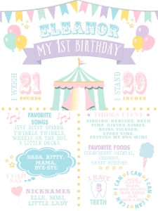 Pastel Circus Milestone Sign- 18 x 24: Pastel Circus Milestone Signs