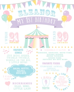 Pastel Circus Milestone Sign- 16 x 20: Pastel Circus Milestone Signs