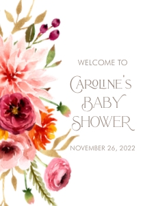 Fall Floral Baby Shower Welcome Sign- A1: Fall Floral Baby Shower Welcome Signs