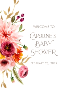 Fall Floral Baby Shower Welcome Sign- A2: Fall Floral Baby Shower Welcome Signs