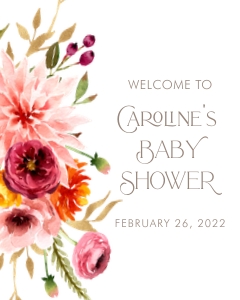 Fall Floral Baby Shower Welcome Sign- 8 x 10: Fall Floral Baby Shower Welcome Signs