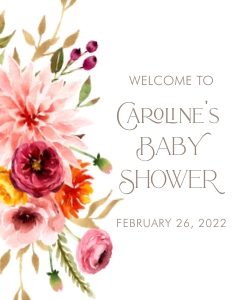 Fall Floral Baby Shower Welcome Sign- 11 x 14: Fall Floral Baby Shower Welcome Signs