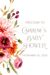 Fall Floral Baby Shower Welcome Sign- 24 x 36: Fall Floral Baby Shower Welcome Signs