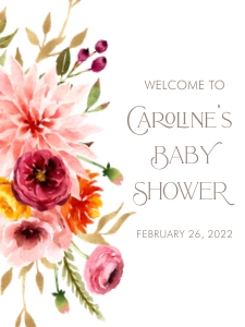 Fall Floral Baby Shower Welcome Sign- 36 x 48: Fall Floral Baby Shower Welcome Signs
