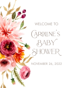 Fall Floral Baby Shower Welcome Sign- 18 x 24: Fall Floral Baby Shower Welcome Signs
