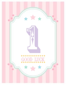Pastel Circus Cake Walk Sign- Pink Stripes: Pastel Circus Party Kit- Pink Stripes