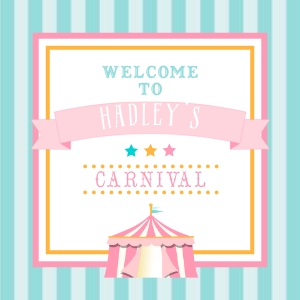 Pink & Teal Circus- 3" Inch Square Labels- Stripe: Pink & Teal Circus- Square Labels- Stripe