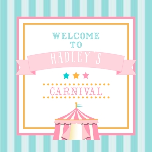 Pink & Teal Circus- 4" Inch Square Labels- Stripe: Pink & Teal Circus- Square Labels- Stripe