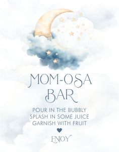 Over the Moon Mom-osa Bar Sign- Blue- 11 x 14: Over the Moon Mom-osa Bar Signs- Blue