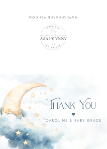 Over the Moon Thank You Card- Blue: Over the Moon Thank You Card- Blue